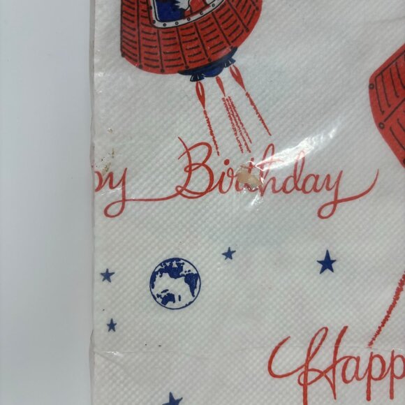 Vintage 1950s Tablecover Happy Birthday Party Rocket Atomic Saturn Outerspace Pr - Picture 6 of 8